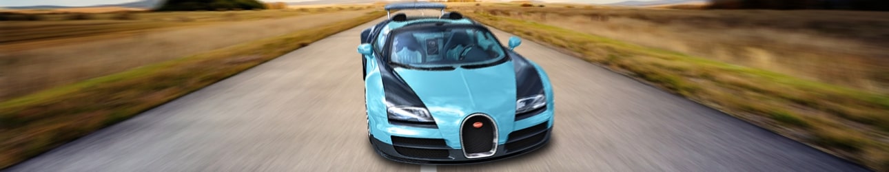 Blue Bugatti on Dubai road
