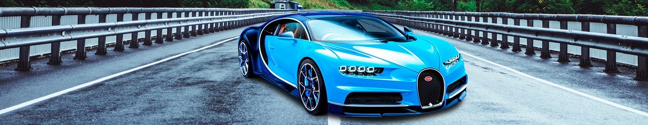 Blue Bugatti in Dubai city